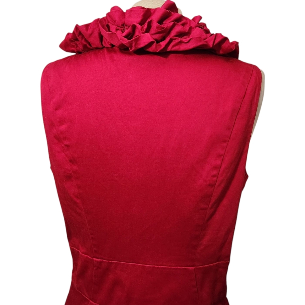 TED BAKER Red Ruffle Sleeveless Sheath Dress - Size 10 - Picture 10 of 14
